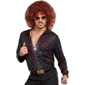 Mens 70s Disco Shirt Costume, Adult Fashion Disco Dude Halloween Costume